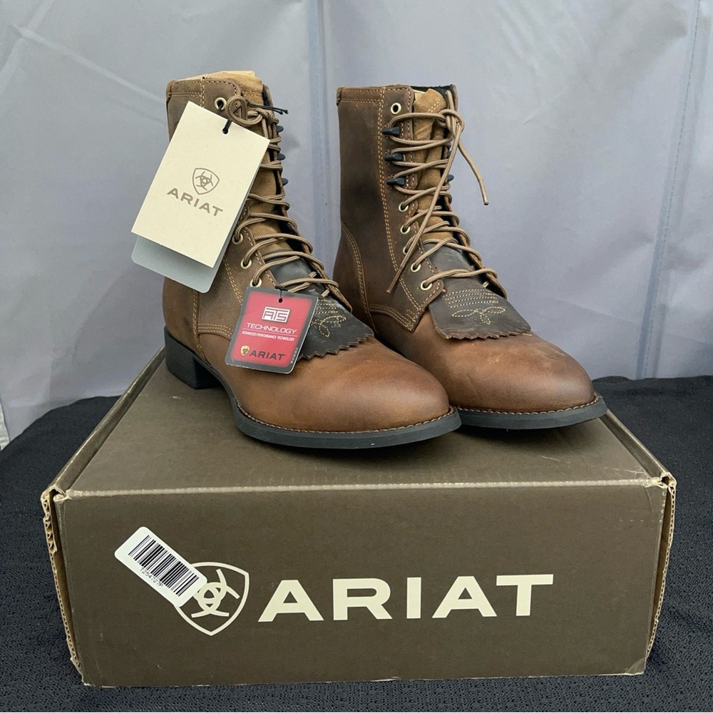 Ariat Brown Leather Lace-Up Men's Work Boots style 10001988